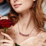 1 2/5 CT TW Lab Grown Diamond and Created Ruby Necklace in 14k White Gold