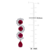 1 4/5 CT TW Lab Grown Diamond and Created Ruby Drop Earrings in 14k White Gold