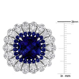 5 7/8 CT TW Lab Grown Diamond and Created Blue Sapphire Cocktail Ring in 14k White Gold