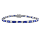 2 1/3 CT TW Lab Grown Diamond and Created Blue Sapphire Bracelet in 18k White Gold