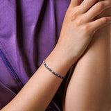2 1/3 CT TW Lab Grown Diamond and Created Blue Sapphire Bracelet in 18k White Gold