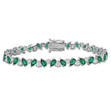 2 7/8 CT TW Lab Grown Diamond and Created Emerald Bracelet in 14k White Gold