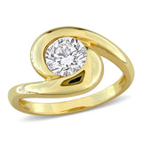 1 CT TW Lab Grown Diamond Swirl Ring in 14k Yellow Gold