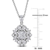 2 1/10 CT TW Multi Shaped Lab Grown Diamond Cluster Pendant Necklace in 14k White Gold