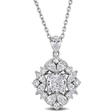2 1/10 CT TW Multi Shaped Lab Grown Diamond Cluster Pendant Necklace in 14k White Gold