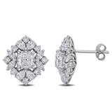 3 4/5 CT TW Multi Shaped Lab Grown Diamond Cluster Stud Earrings in 14k White Gold