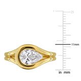 1 1/4 CT Pear Shaped Lab Grown Diamond Solitaire Engagement Ring in 14k Yellow Gold