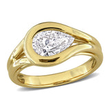 1 1/4 CT Pear Shaped Lab Grown Diamond Solitaire Engagement Ring in 14k Yellow Gold