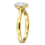 1 CT TW Pear Shaped Lab Grown Diamond Solitaire Engagement Ring in Yellow Plated Sterling Silver