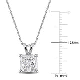 2 CT TW Princess Cut Lab Grown Diamond Pendant Necklace in 14k White Gold