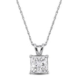 2 CT TW Princess Cut Lab Grown Diamond Pendant Necklace in 14k White Gold