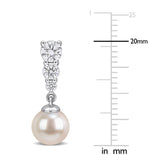 4/5 CT TW Lab Grown Diamond and Cultured Freshwater Pearl Graduated Drop Earrings in Sterling Silver