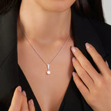 3/8 CT TW Lab Grown Diamond and Cultured Freshwater Pearl Drop Pendant Necklace in Sterling Silver