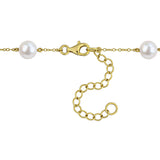 1 CT TW Lab Grown Diamond and Cultured Freshwater Pearl Station Bracelet in Yellow Plated Sterling Silver