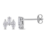 3/4 CT TW Multi Shaped Lab Grown Diamond Stud Earrings in 14k White Gold