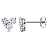 1 1/5 CT TW Multi Shaped Lab Grown Diamond Heart Stud Earrings in 14k White Gold
