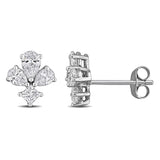 1 CT TW Lab Grown Diamond Cluster Stud Earrings in 14k White Gold