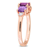 1/10 CT TW Lab Grown Diamond and Multi-Color Spinel 3-Stone Ring in Rose Plated Sterling Silver