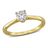 1/2 CT TW Lab Grown Diamond Solitaire Engagement Ring in Yellow Plated Sterling Silver