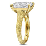 6 CT TW Cushion Cut Lab Grown Diamond Textured Band Engagement Ring in 14k Yellow Gold