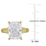 6 CT TW Cushion Cut Lab Grown Diamond Textured Band Engagement Ring in 14k Yellow Gold