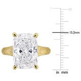 8 CT TW Cushion Cut Lab Grown Solitaire Textured Band Engagement Ring in 14k Yellow Gold