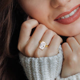 8 CT TW Cushion Cut Lab Grown Solitaire Textured Band Engagement Ring in 14k Yellow Gold