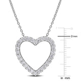 1 CT TW Lab Grown Diamond Heart Pendant Necklace in Sterling Silver