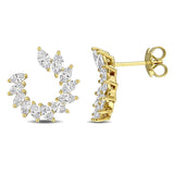 1 7/8 CT TW Lab Grown Diamond Open Circle C Shape Stud Earrings in 14 Yellow Gold