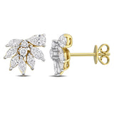 1 1/2 CT TW Multi Shaped Lab Grown Diamond Floral Stud Earrings in 14k Yellow Gold