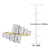 3 1/5 CT TW Emerald Cut Lab Grown Diamond Graduated Ring in 14k White and Yellow Gold