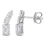 2 CT TW Multi Shaped Lab Grown Diamond Curved Drop Stud Earrings in 14k White Gold