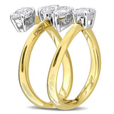 1 4/5 CT TW Multi Shaped Lab Grown Diamond Ring in 14k White and Yellow Gold