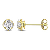 1 CT TW Cushion Cut Lab Grown Diamond Solitaire Stud Earrings in 14k Yellow Gold
