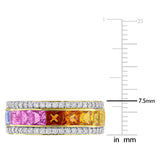 4/5 CT TW Lab-Grown Diamond and Multi Color Sapphire Ring in 10k Yellow Gold