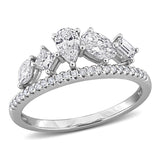 4/5 CT TW Multi Shaped Lab Grown Diamond Ring in 14k White Gold