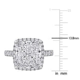 9 1/5 CT TW Cushion Cut Lab Grown Diamond Halo Engagement Ring in 14k White Gold