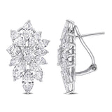 6 5/8 CT TW Multi Shaped Lab Grown Diamond Cluster Floral Earrings in 14k White Gold