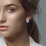 6 5/8 CT TW Multi Shaped Lab Grown Diamond Cluster Floral Earrings in 14k White Gold
