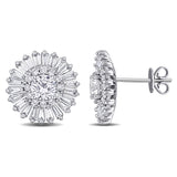5 CT TW Lab Grown Diamond Floral Stud Earrings in 14k White Gold