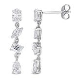 1 3/4 CT TW Multi Shaped Lab Grown Diamond Drop Earrings in 14k White Gold