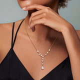 3 3/4 CT TW Multi Shaped Lab Grown Diamond Necklace in 14k Yellow Gold