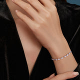 3 1/4 CT TW Multi Shaped Lab Grown Diamond Station Bracelet in 14k White Gold