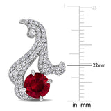 Lab Grown Diamond and Garnet Earrings in 14k White Gold