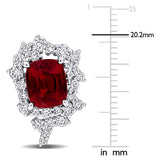 Lab Grown Diamond and Garnet Earrings in 14k White Gold