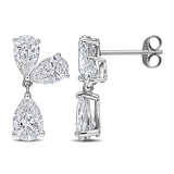 3 1/2 CT TW Pear Shaped Lab Grown Diamond Drop Earrings in 14k White Gold