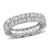 3 1/7 CT TW Multi Shaped Lab Grown Diamond Double Row Eternity Band in 14k White Gold