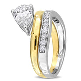 1 3/4 CT TW Multi Shaped Lab Grown Diamond Wave Ring in 14k White and Yellow Gold