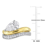 1 3/4 CT TW Multi Shaped Lab Grown Diamond Wave Ring in 14k White and Yellow Gold