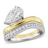 1 3/4 CT TW Multi Shaped Lab Grown Diamond Wave Ring in 14k White and Yellow Gold